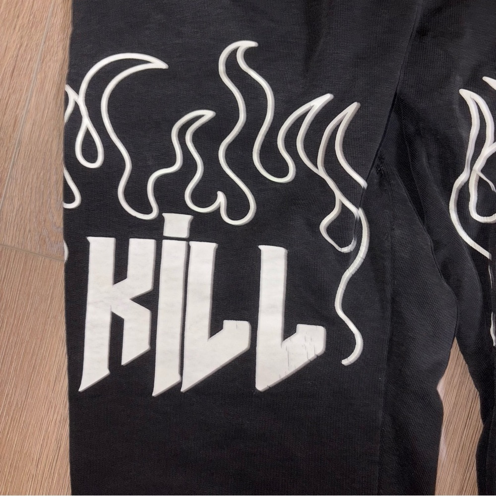 📌SOLD📌 Kill Crew | Black & White Heavyweight Lux Flame Sweatpants - Picture 4 of 9